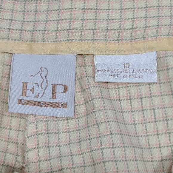 EP Pro 8" Light Yellow Plaid High Waisted Shorts Cullottes Womens Size 10 - Picture 3 of 7